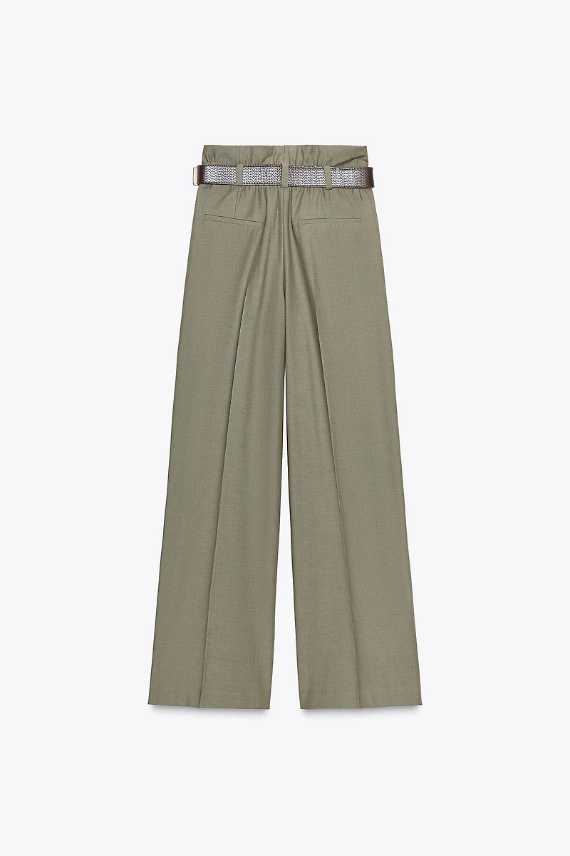 PAPER BAG BELTED PANTS