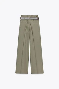 PAPER BAG BELTED PANTS