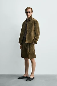 RELAXED FIT SUEDE SHORTS