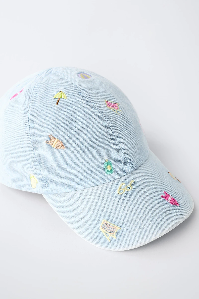 SUMMER EMBROIDERED DENIM CAP
