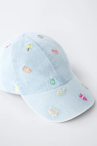 SUMMER EMBROIDERED DENIM CAP