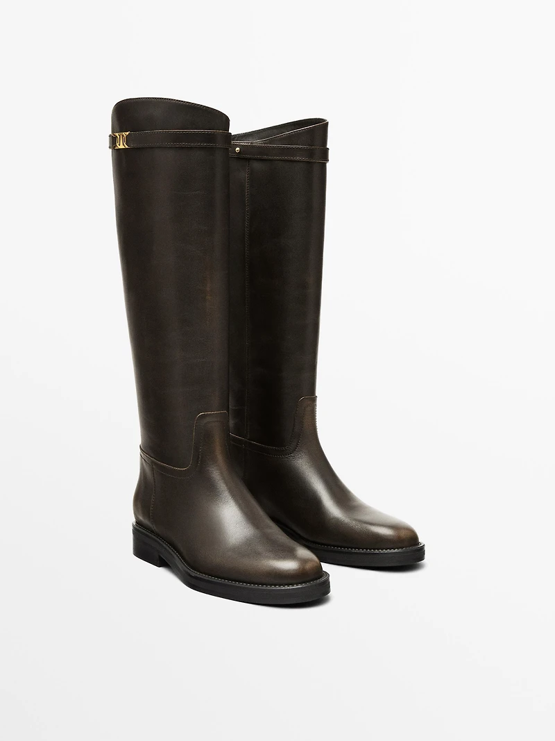 Leather riding boots