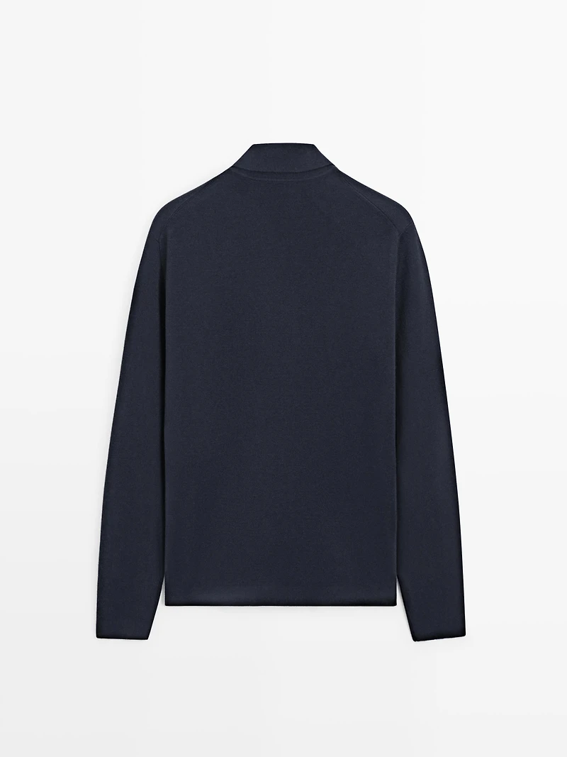 Cardigan zippé avec poches en coton et laine