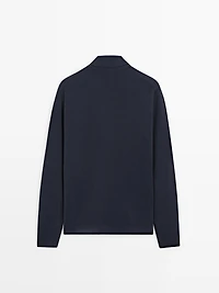 Cardigan zippé avec poches en coton et laine