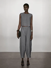 Short linen blend waistcoat