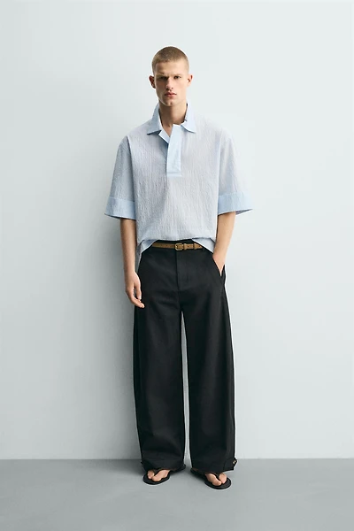 TEXTURED BOXY FIT POLO SHIRT