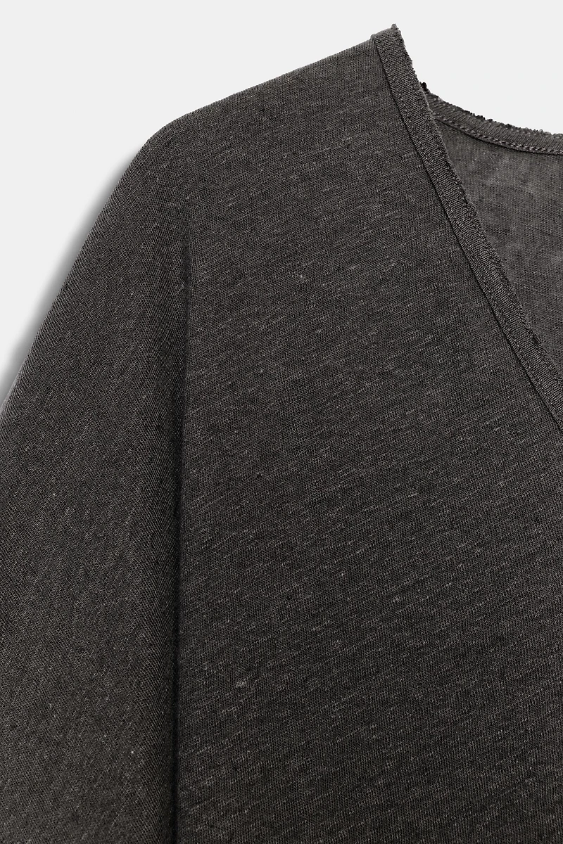 LINEN BLEND V-NECK T-SHIRT