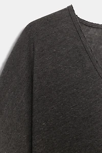 LINEN BLEND V-NECK T-SHIRT