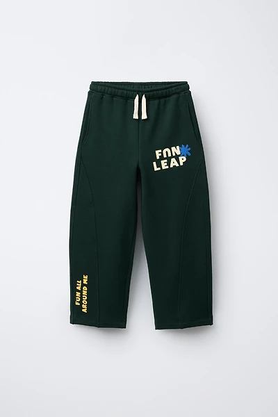 PANTALON EN MOLLETON BALLOON À INSCRIPTION