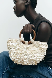 FAUX MOTHER-OF-PEARL APPLIQUÉ BAG