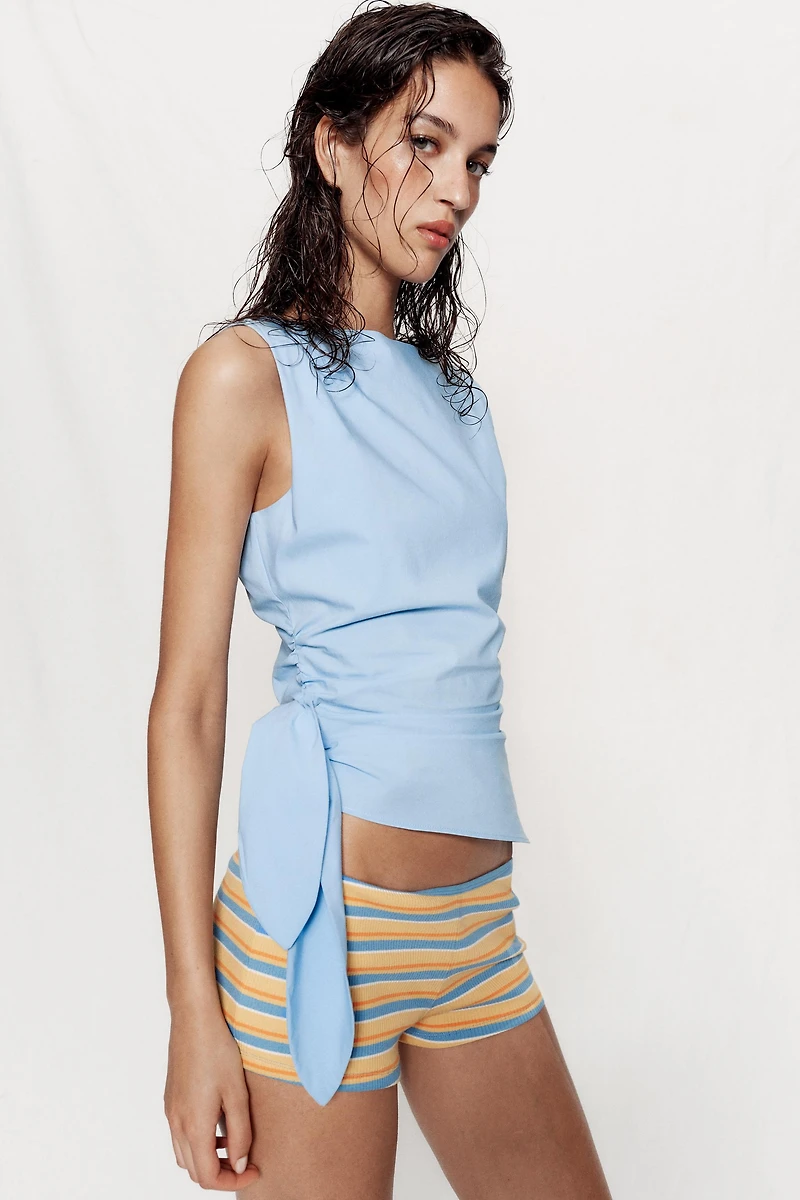 KNOTTED POPLIN TOP