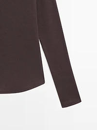 Long-sleeve cotton blend T-shirt