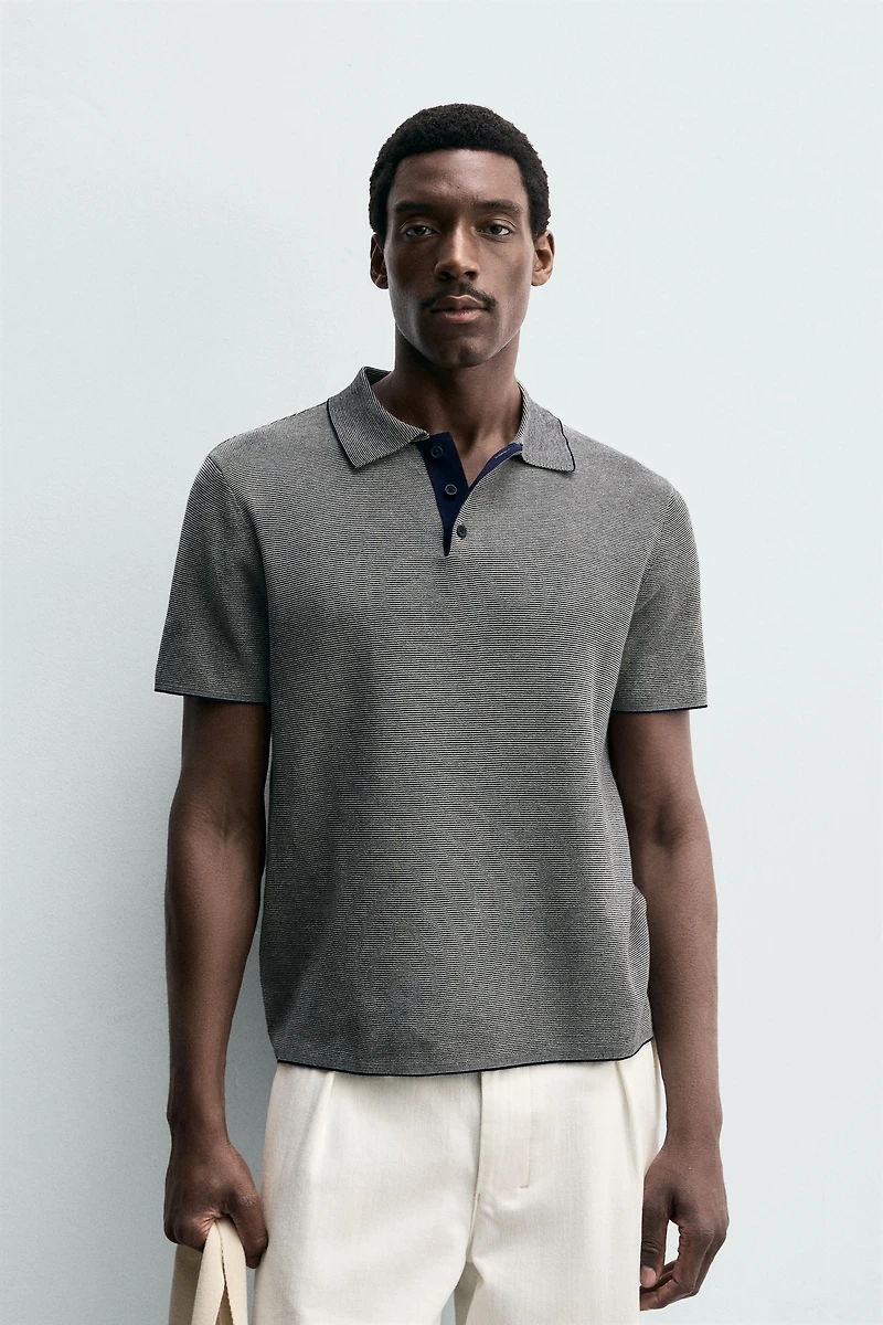 POLO EN MAILLE REGULAR FIT À CONTRASTE