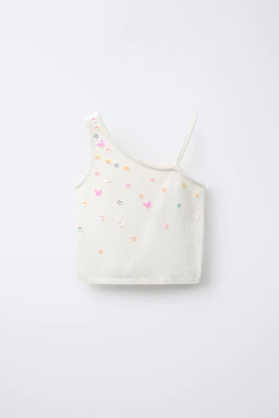 ASYMMETRIC BEADED KNIT TOP