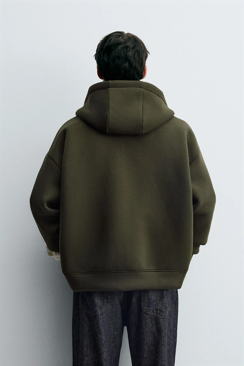 NEOPRENE EFFECT HOODIE SWEATSHIRT