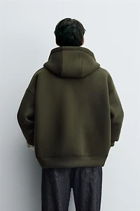 NEOPRENE EFFECT HOODIE SWEATSHIRT