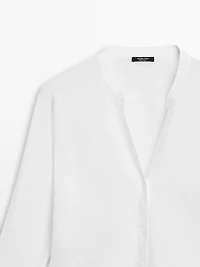 Chemise col officier 100 % lin