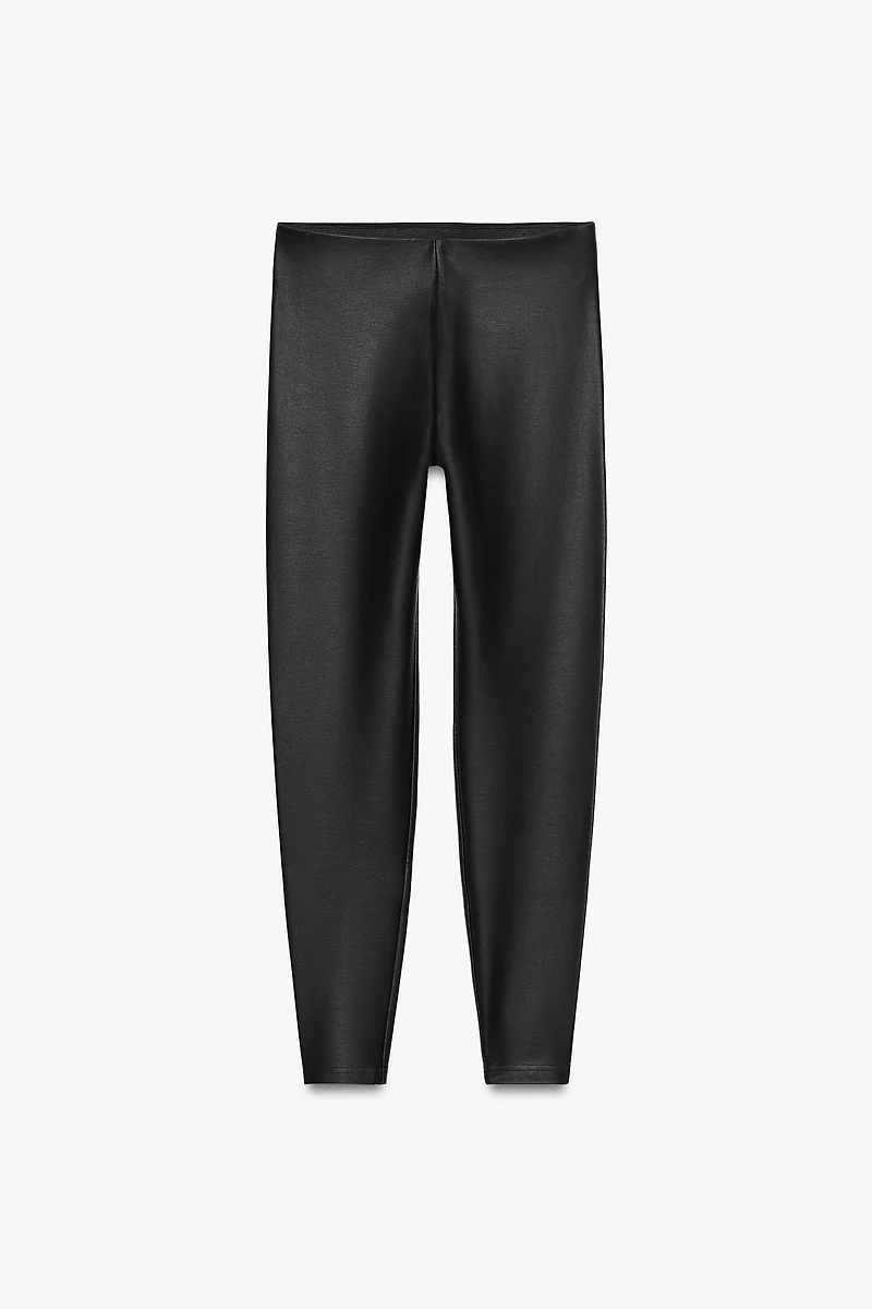 MID-RISE FAUX LEATHER EFFECT LEGGINGS