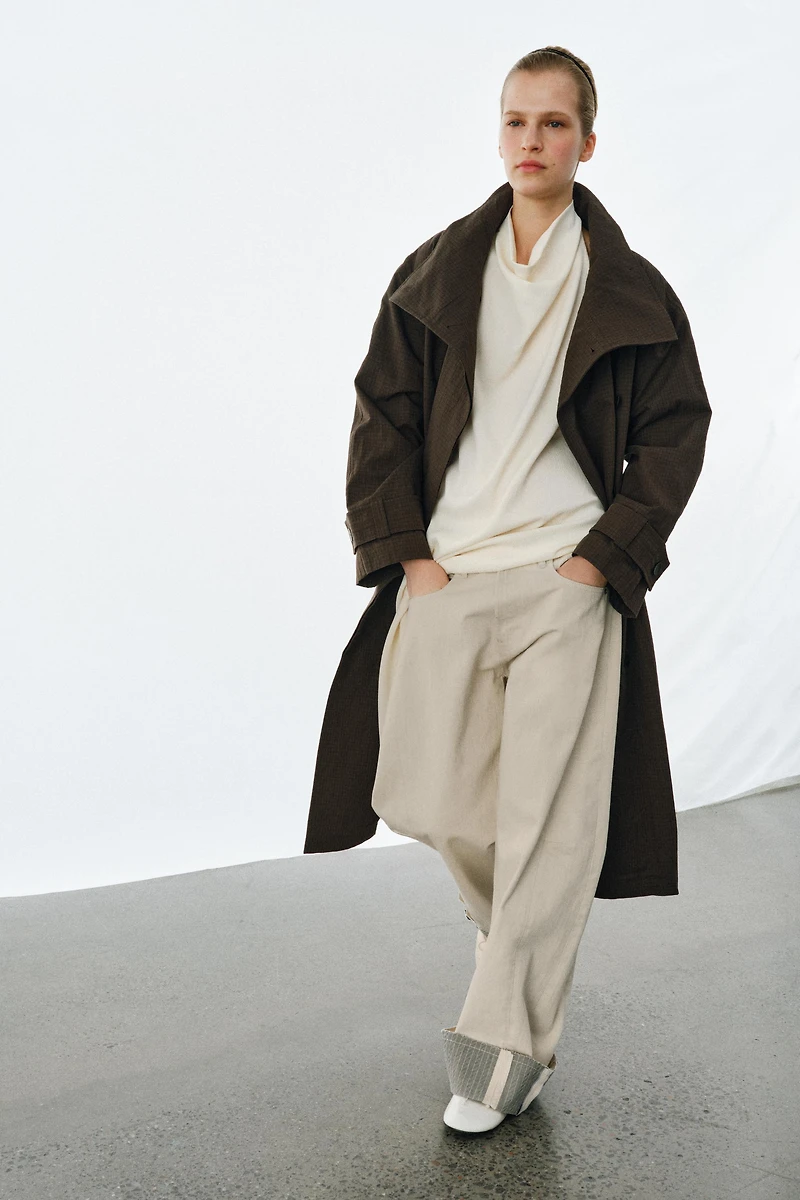 ZW PLAID OVERSIZED TRENCH COAT