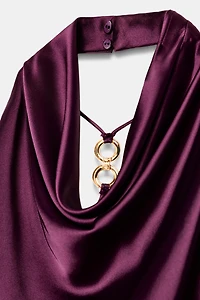 SATIN HALTER MINI DRESS