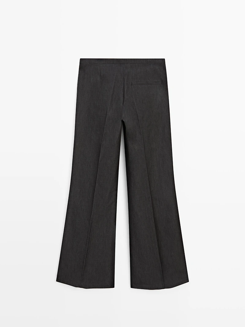 Pantalon flare effet denim
