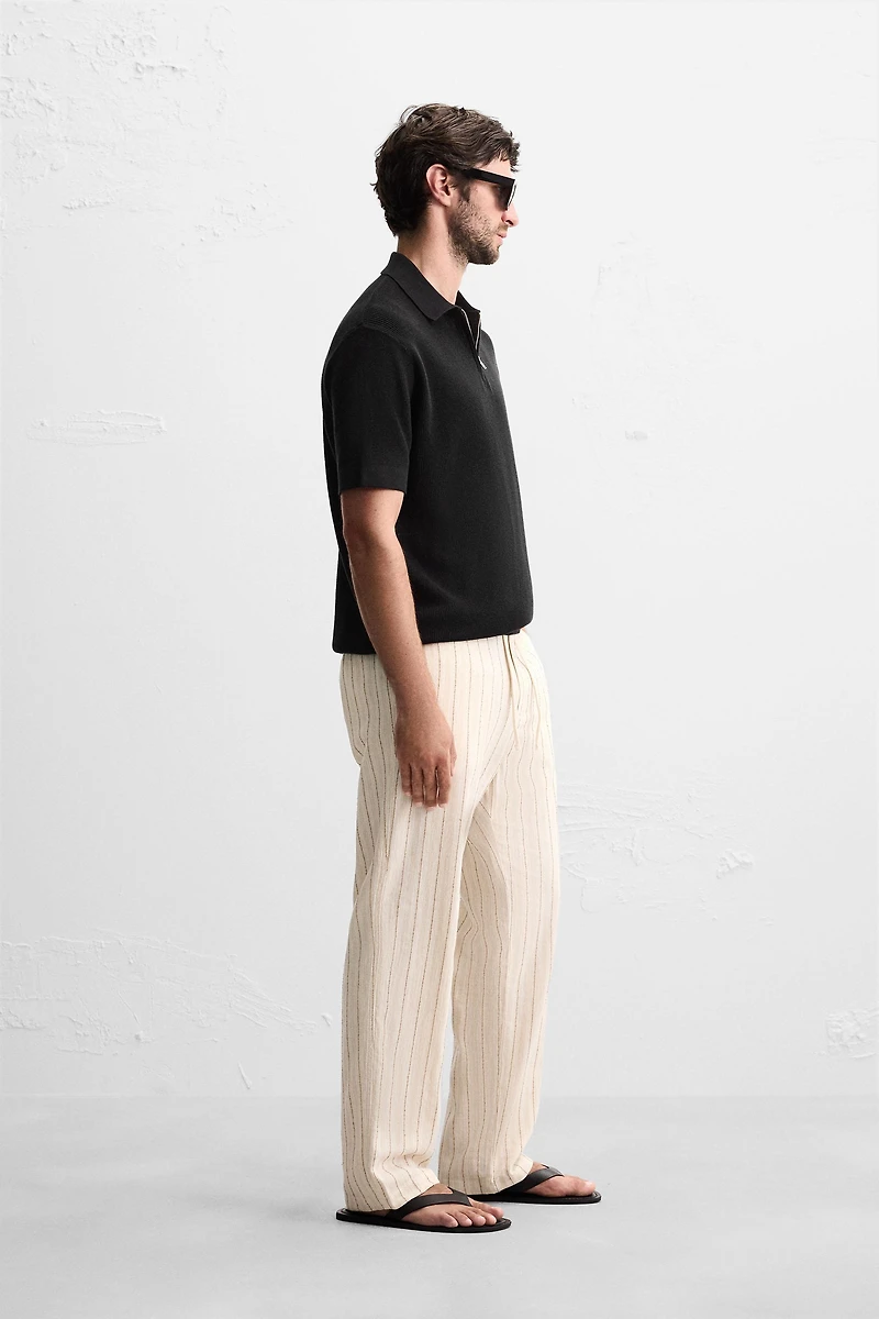 PURL KNIT ZIPPER POLO SHIRT