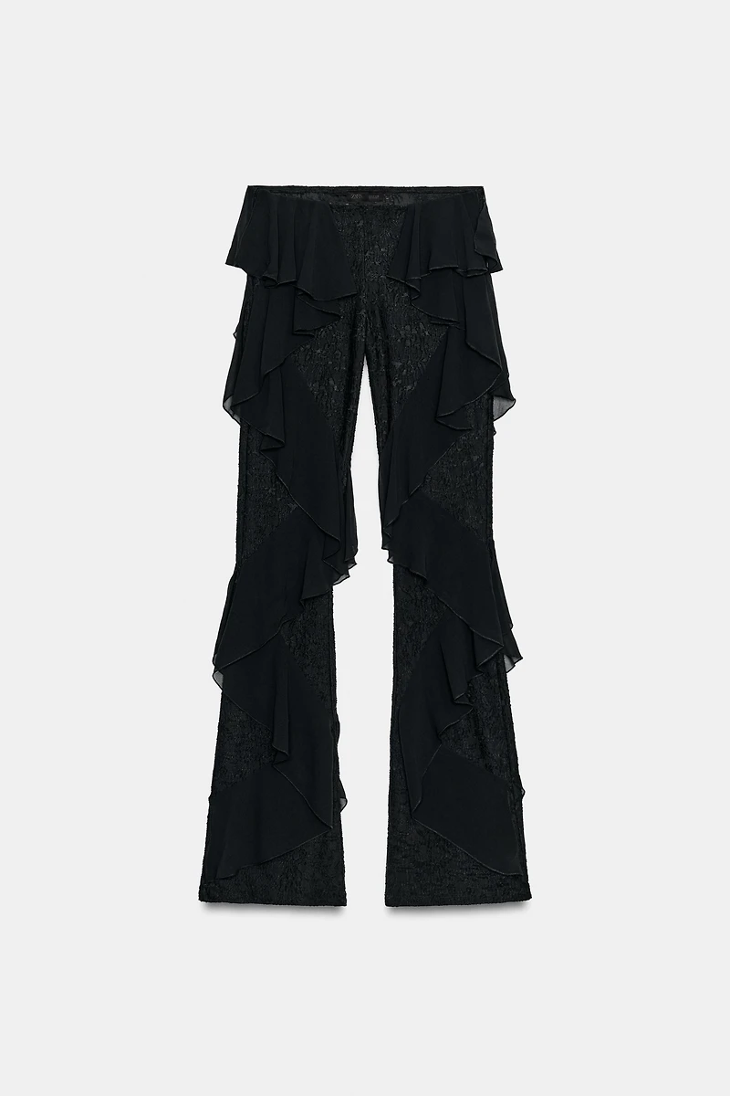 LACE RUFFLE PANTS