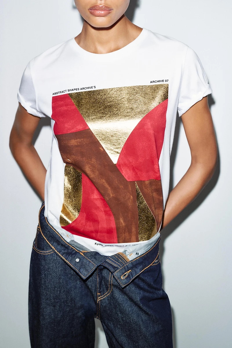 METALLIC PRINT T-SHIRT