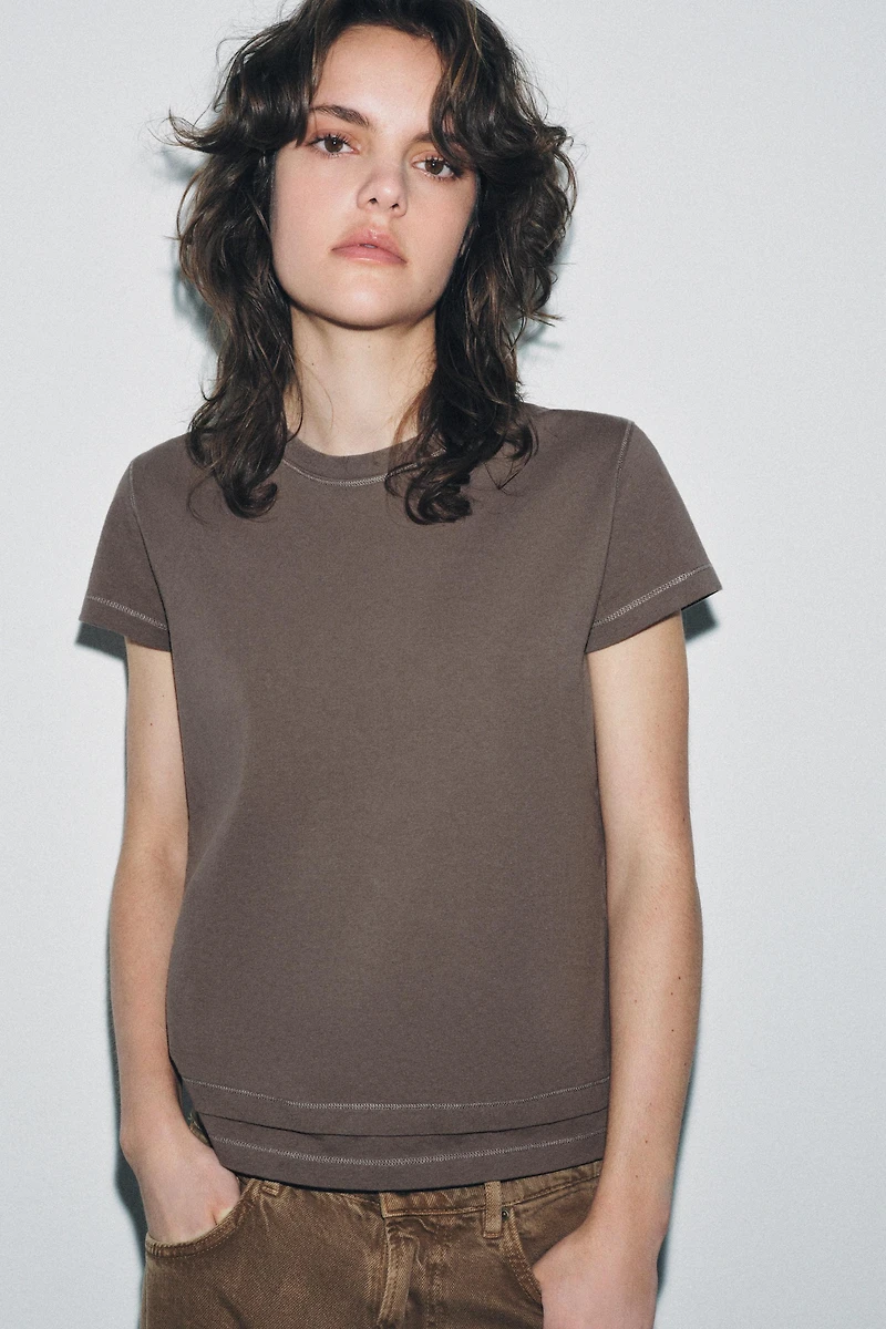 DOUBLE EFFECT SHORT SLEEVE T-SHIRT