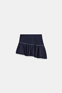 ASYMMETRIC RUFFLE STUD SKIRT