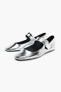 METALLIC LEATHER BALLET FLATS