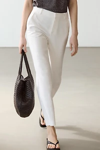 Slim fit linen blend trousers