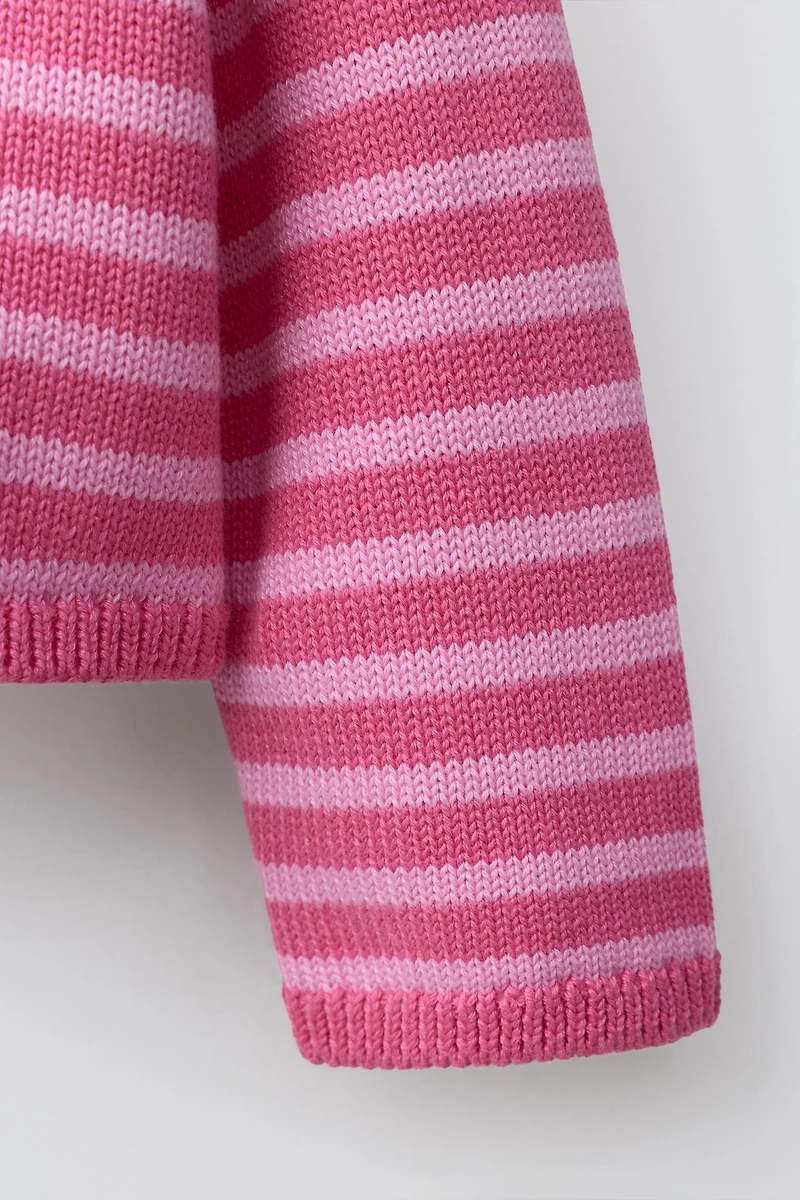 STRIPED HEART CARDIGAN
