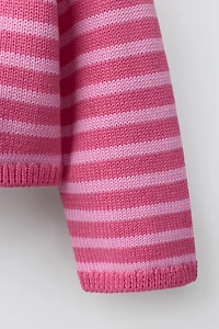 STRIPED HEART CARDIGAN