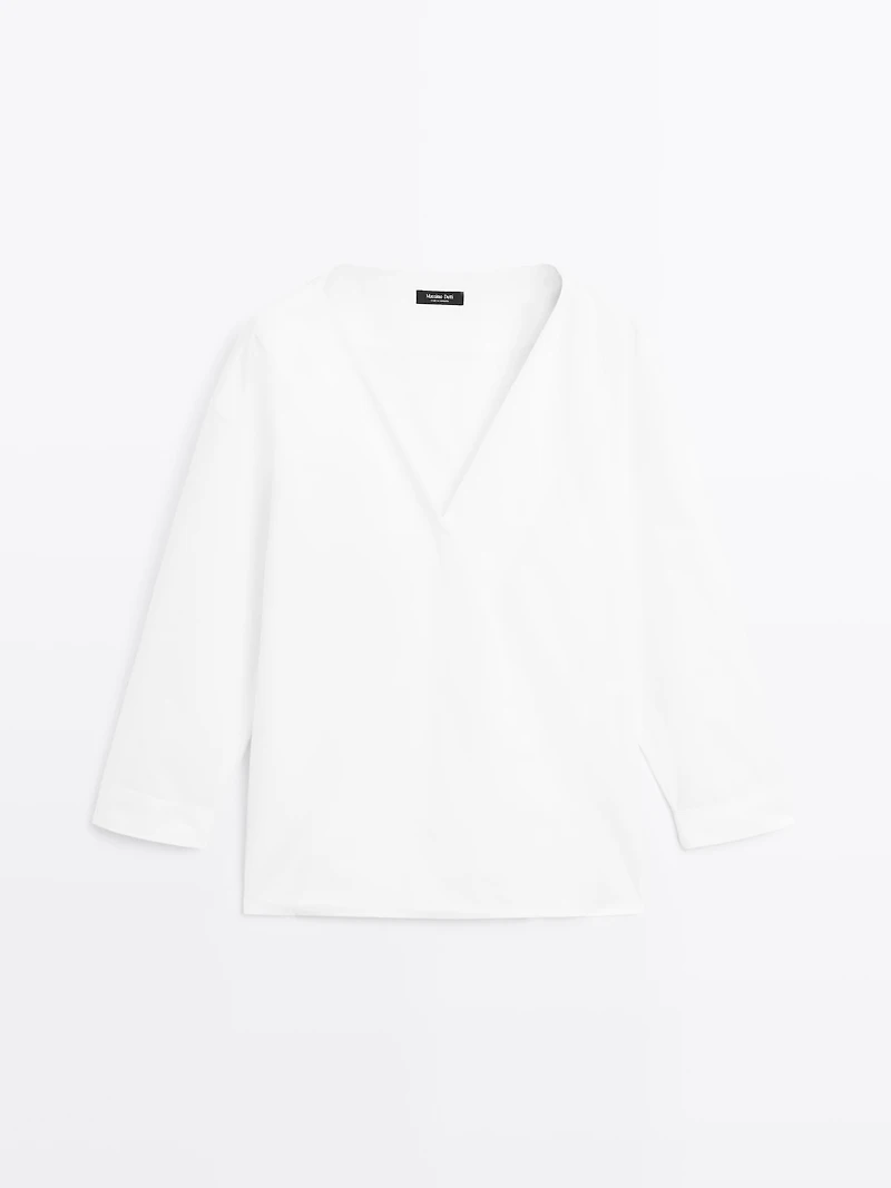 Blouse cache-cœur 100 % coton