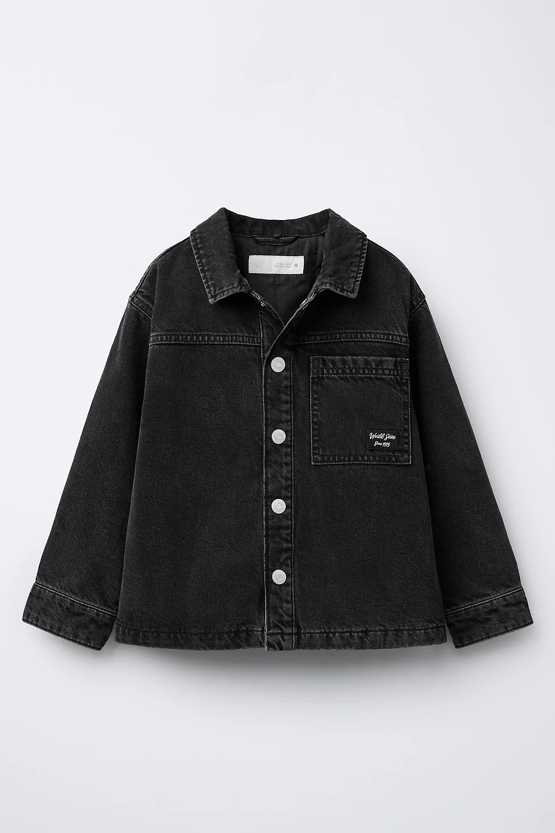 QUILTED DENIM OVERSHIRT WITH DETACHABLE HOODIE