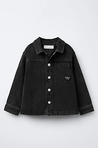 QUILTED DENIM OVERSHIRT WITH DETACHABLE HOODIE