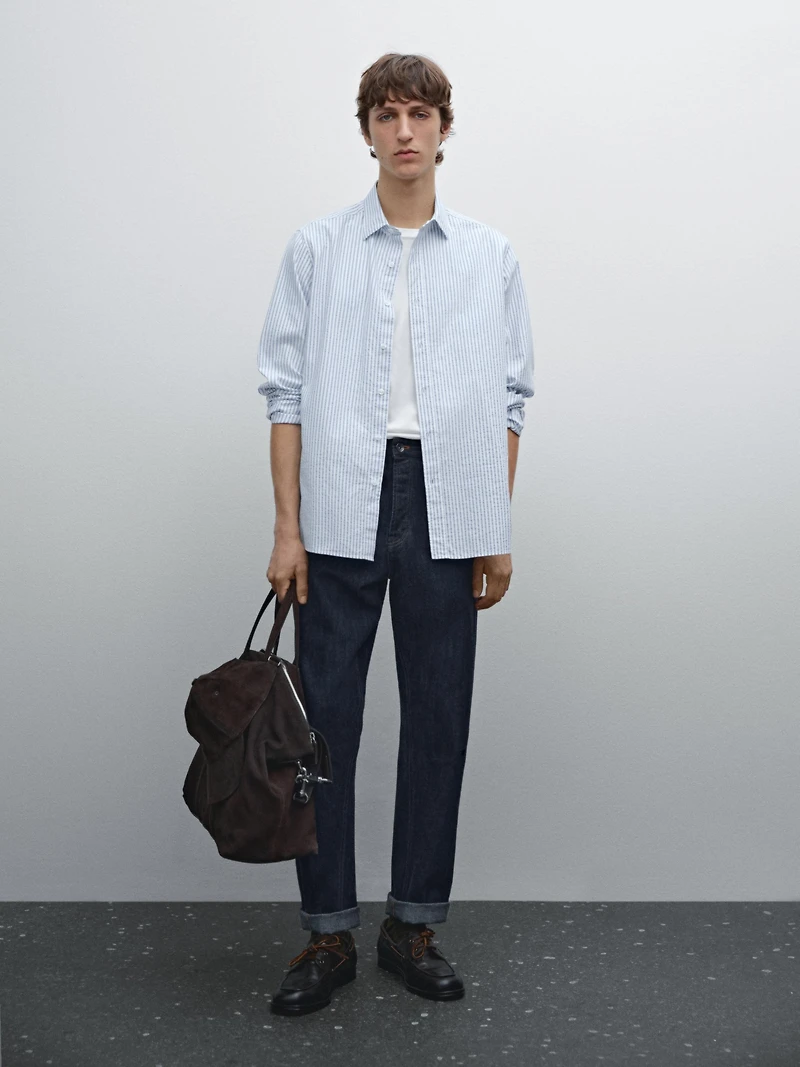 Regular fit striped cotton shirt