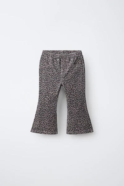 ANIMAL PRINT FLARE JEANS