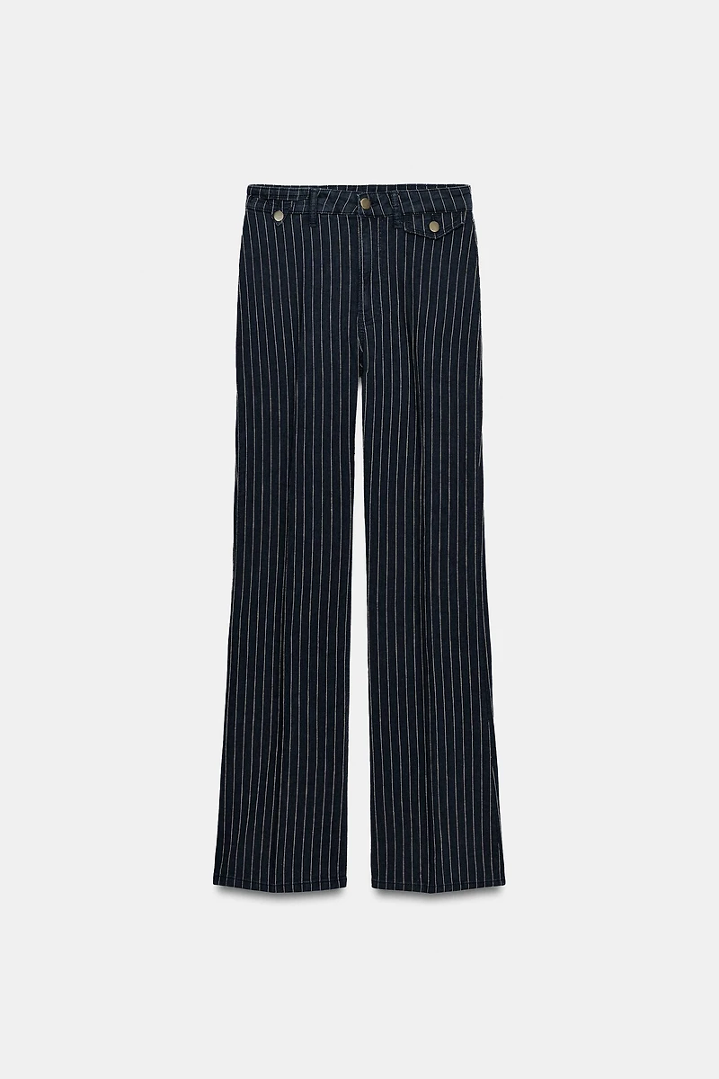 ZW COLLECTION HIGH-WAIST STRIPED FLARE JEANS
