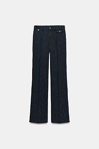 ZW COLLECTION HIGH-WAIST STRIPED FLARE JEANS