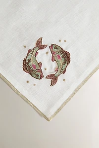 EMBROIDERED LINEN NAPKIN PISCES | MARISA BERENSON