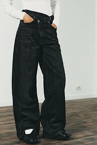 TRF HIGH WAIST CROSSOVER WIDE LEG JEANS