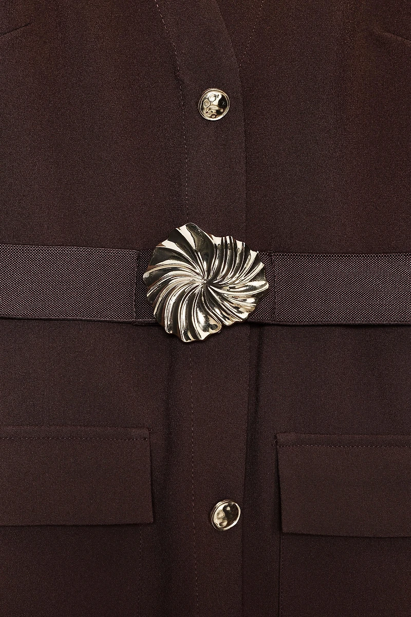 ROBE MIDI EN CRÊPE AVEC CEINTURE