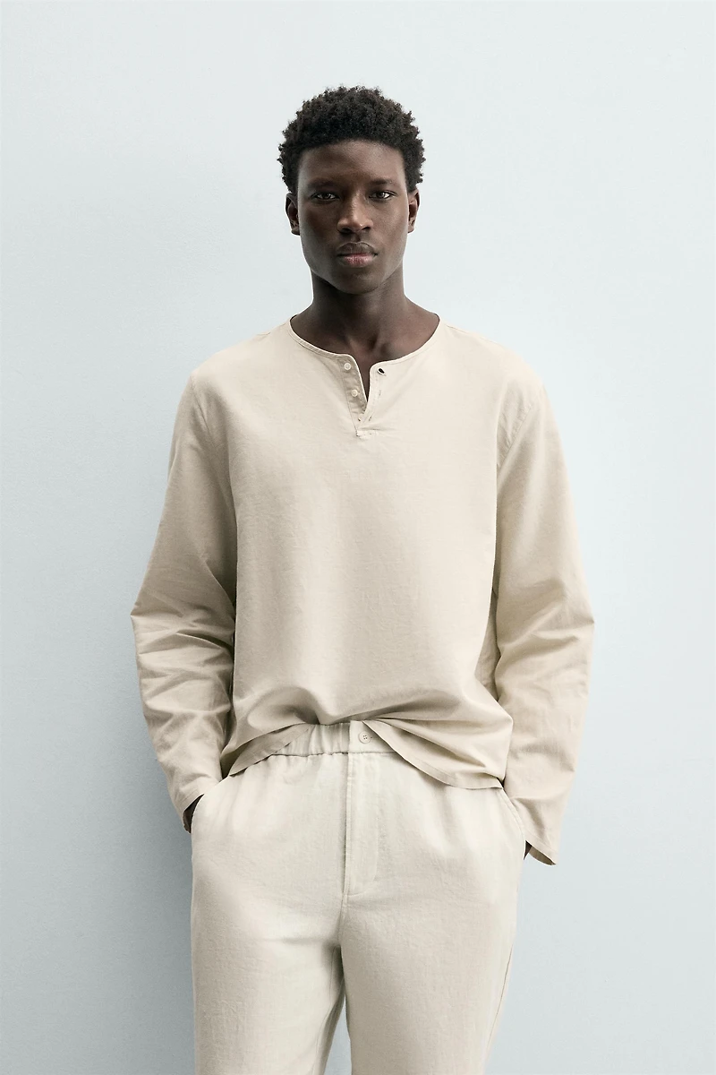 HEMP - COTTON HENLEY SHIRT