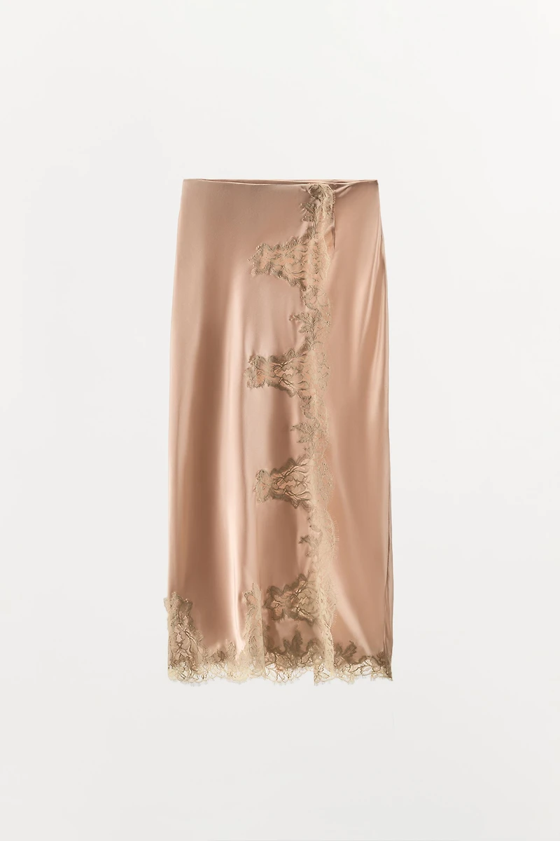 100% SILK LACE MIDI SKIRT