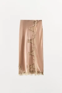 100% SILK LACE MIDI SKIRT