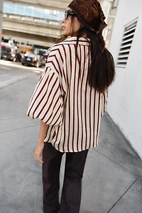 STRIPED BALLOON SLEEVE SHIRT