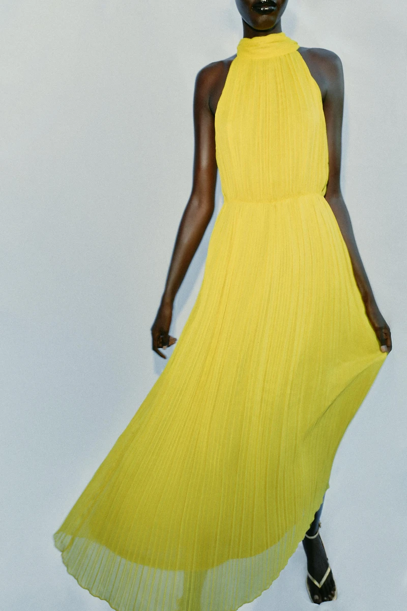 PLEATED MIDI DRESS