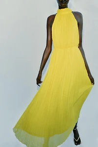 PLEATED MIDI DRESS